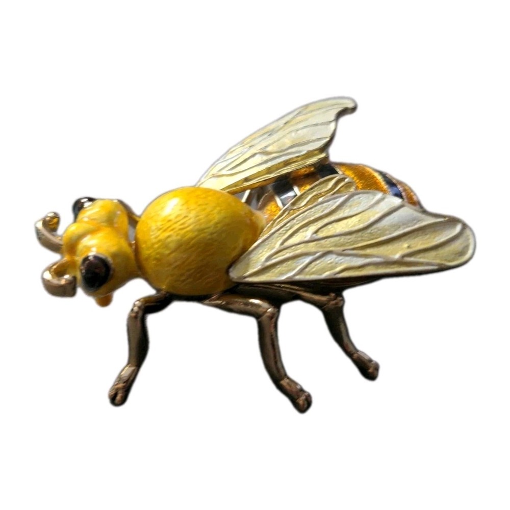 Fancy Honey Bee Trinket Box Enameled Metal‎ Magnetic Jewelry